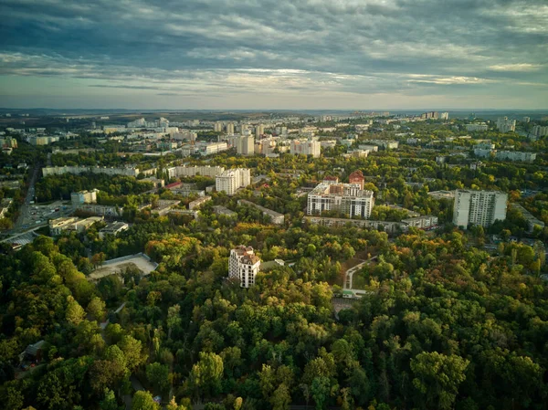 Panorama City Cloudy Weather Top View Kishinev Moldova Republic — Stock Photo, Image