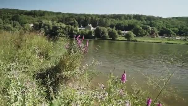 View Christian Monastery Lake View Thiganeshty Monastery Moldova — Stock Video