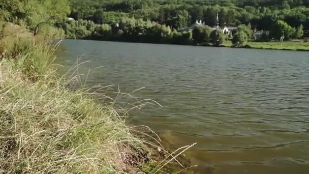 Pohled Křesťanský Klášter Jezero Výhled Klášter Thiganeshty Moldavsko — Stock video