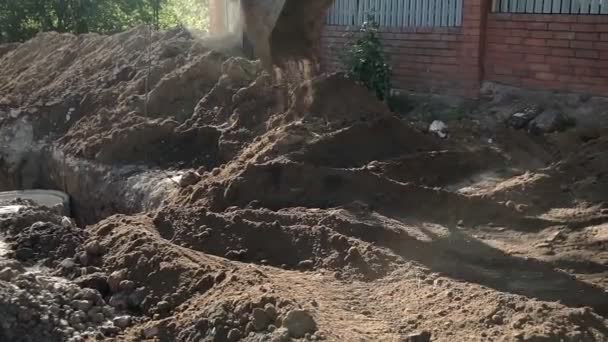 Loseup Excavatrice Travail Excavatrice Creuse Fossé — Video