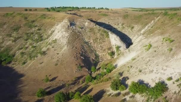 Vista Aérea Voo Câmera Sobre Desfiladeiro Rochoso Profundo Uma Floresta — Vídeo de Stock