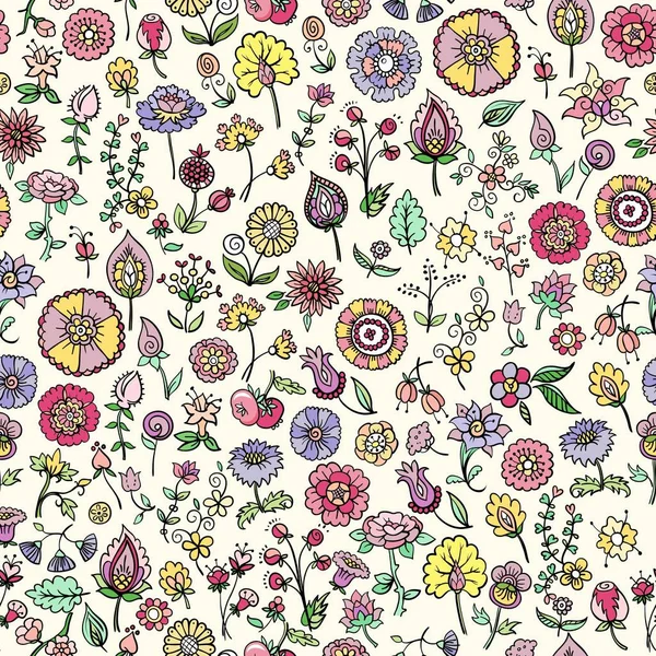 Flores coloridas doodle Vetor De Stock