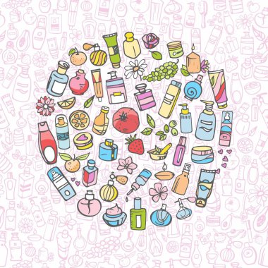 doodle el çizilmiş kozmetik