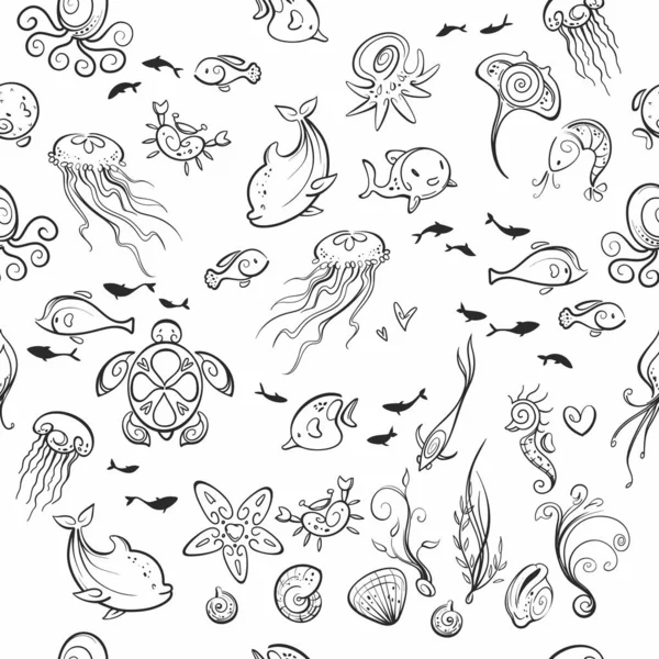 Créatures marines et océaniques — Image vectorielle