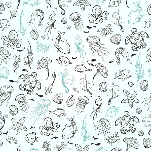 Créatures marines et océaniques — Image vectorielle