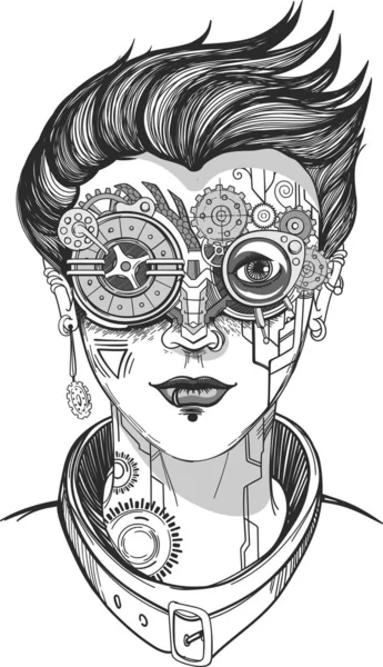 Steampunk meisje illustratie Stockvector