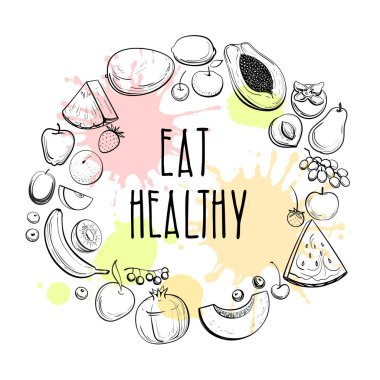 Arka plan ile farklı meyve