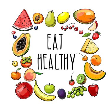 Arka plan ile farklı meyve