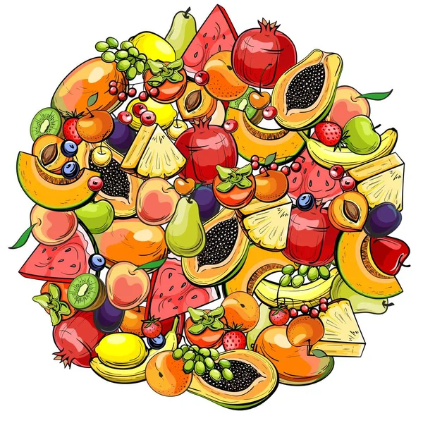 Hintergrund mit verschiedenen Früchten — Stockvektor