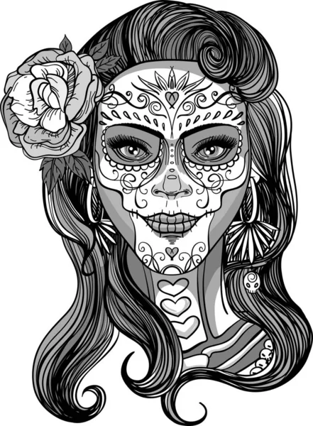 Sugar skull lady — Stock Vector