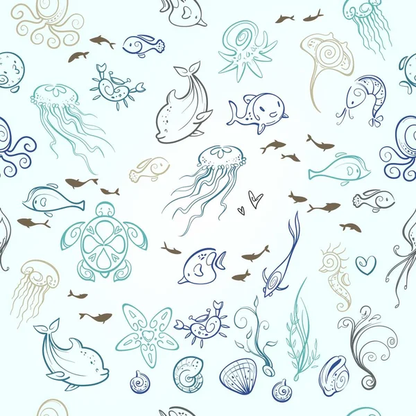 Sea and ocean creatures — Stock Vector