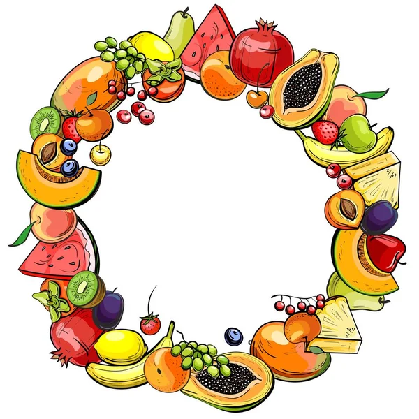 Fond avec différents fruits — Image vectorielle
