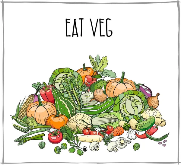 Hög med grönsaker — Stock vektor