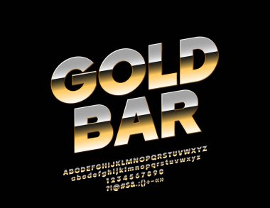 Vektör altın yazı tipi. Elit alfabesi harfleri, sayıları ve sembolleri