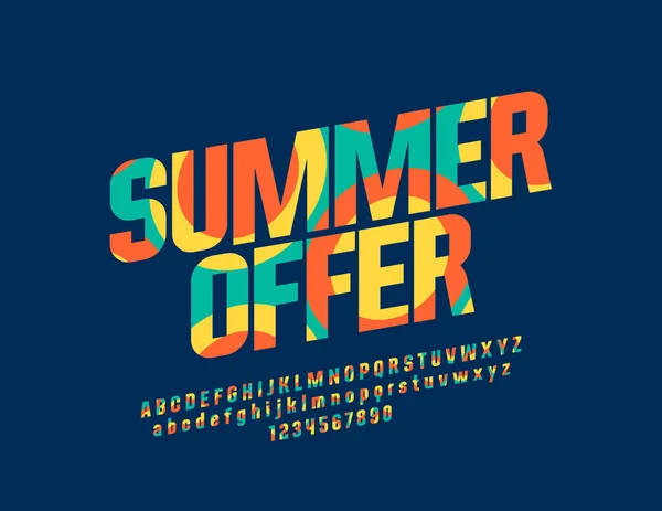 Manifesto Vector Bright Summer Offer Stile Grafico Font Modello Colorato — Vettoriale Stock