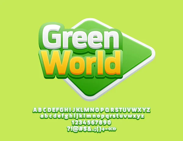 Wektor Eco Logo Green World Wektor Zestaw Liter Cyfr Symboli — Wektor stockowy