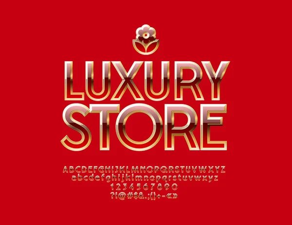 Vektor Chic Emblem Luxusladen Luxusbuchstaben Zahlen Und Satzzeichen Alphabet Elite — Stockvektor