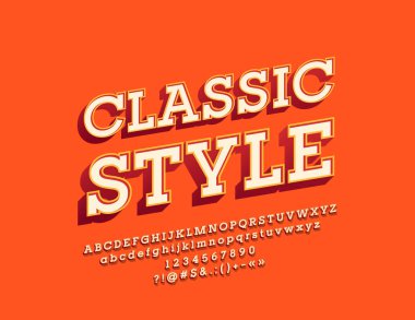 Vektör Retro yazı tipi döndürülmüş. Parlak Vintage alfabesi harfleri, sayıları ve sembolleri