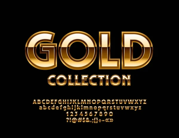 Vector Luxe Gouden Alfabet Collectie Elegante Letters Cijfers Symbolen — Stockvector