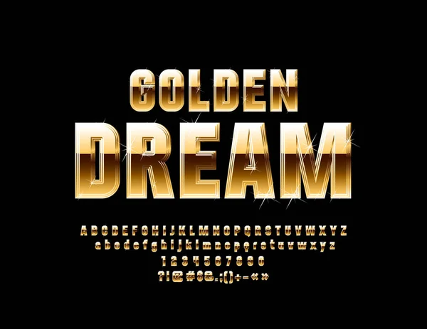 Vector Luxury Sign Golden Dream Chic Font Letras Números Símbolos — Vetor de Stock