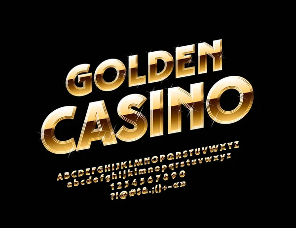 Vektör Köpüklü Işareti Golden Casino Yıldız Ile Şık Parlak Yazı — Stok Vektör