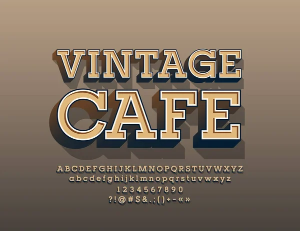 Vector Elegante Emblema Vintage Café Estilo Antiguo Font Elegant Letras — Vector de stock