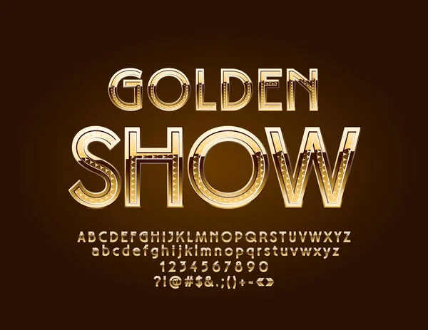 Logo Élite Vectorial Golden Show Textura Elegante Font Letras Números — Vector de stock