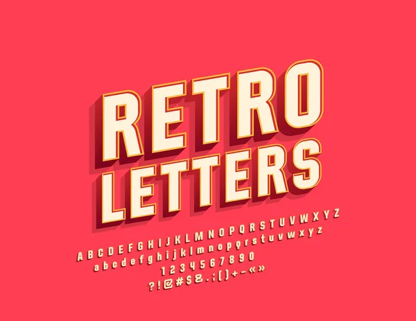 Vector Retro Bright Alphabet Letters Numbers Symbols Vintage Stylish Font — Stock Vector