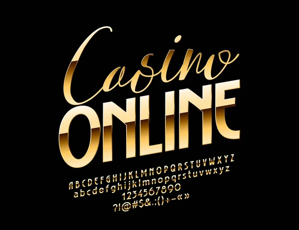 Vektor Golden Casino Online Banner Elitní Elegantní Písmo Luxusní Elegantní — Stockový vektor