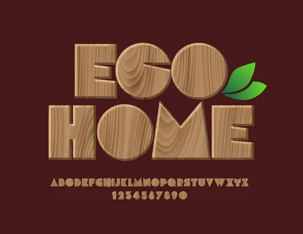 Logotipo Vetor Com Texto Eco Home Fonte Texturizada Madeira Bio —  Vetores de Stock