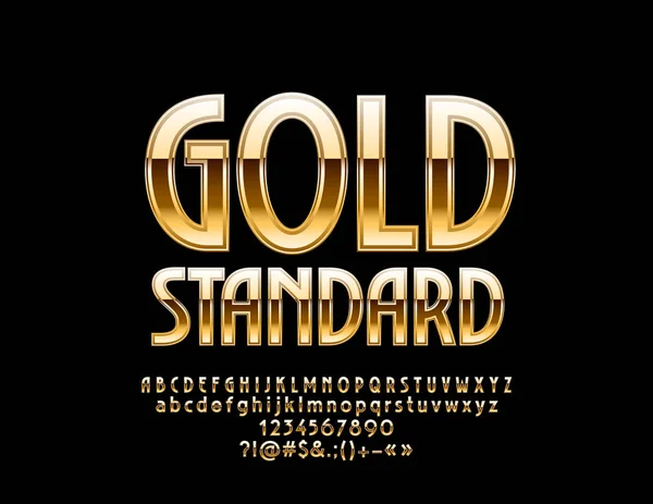 Emblème Luxe Vectoriel Gold Standard Alphabet Chic Lettres Chiffres Symboles — Image vectorielle