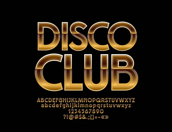 Vector Golden Emblem Disco Club Dark Enigmatic Gold Font Chic — Vector de stock