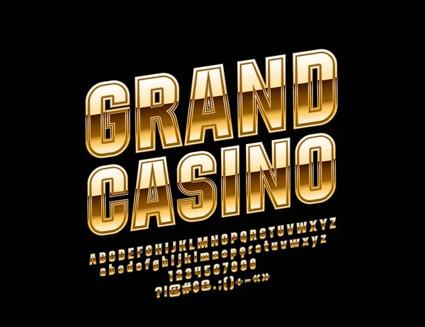 Vektor Hochglanz Emblem Grand Casino Luxus Goldene Buchstaben Zahlen Und — Stockvektor