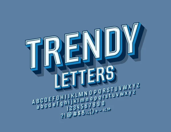 Vector Trendy Font Set Retro Letters Numbers Symbols — Stock Vector