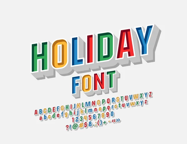 Vector Bright Holiday Colorful Font Colorful Alphabet Letters Numbers Symbols — Stock Vector