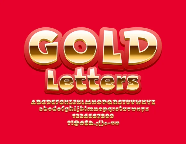 Vetor Ouro Engraçado Letras Alfabeto Vermelho Creative Happy Font — Vetor de Stock