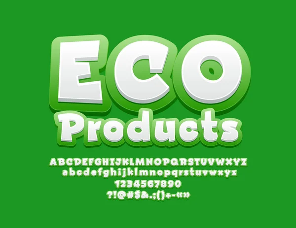 Logotipo Del Vector Productos Ecológicos Con Fuente Brillante Juego Verde — Archivo Imágenes Vectoriales