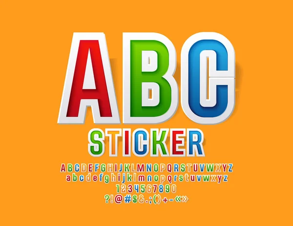 Vector Sticker Alphabet Letters Kids Colorful Children Font — Stock Vector