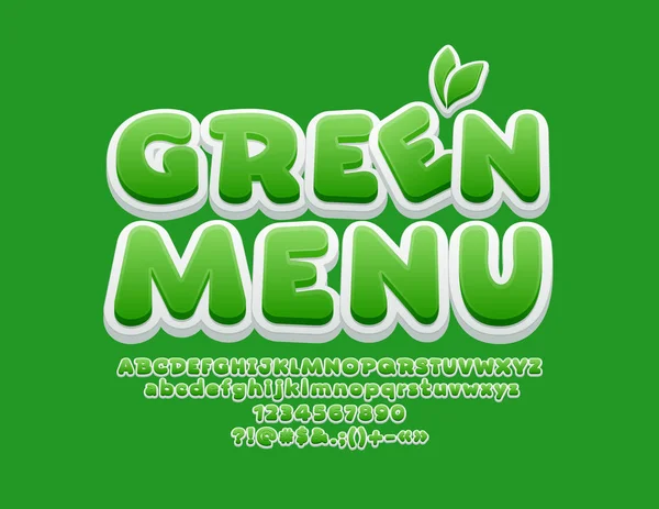 Vector Brincalhão Fonte Com Texto Menu Verde Fonte Brilhante Para — Vetor de Stock