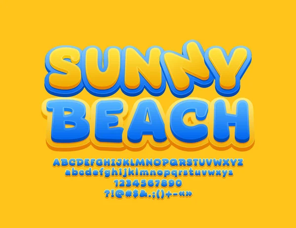 Vector Bright Sign Sunny Beach Letras Decorativas Alfabeto Números Símbolos — Vetor de Stock