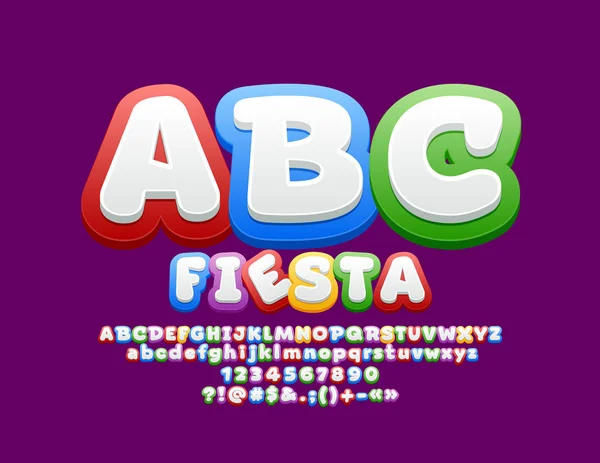 Polices Vectorielles Colorées Lumineuses Jeu Lettres Alphabet Drôles Pour Enfants — Image vectorielle