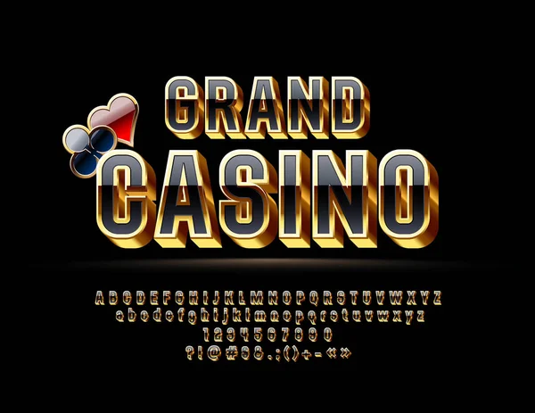 Vector Luxury Emblem Grand Casino Chic Brilhante Font Letras Números — Vetor de Stock