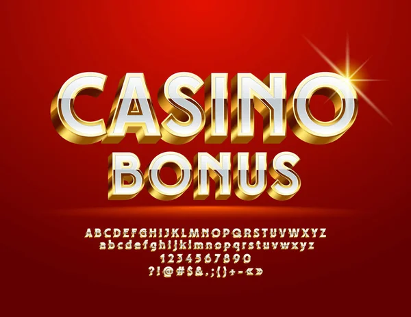 Vektor Royal Logo Casino Bonus Písmo Zlaté Bílé Elegantní Abeceda — Stockový vektor