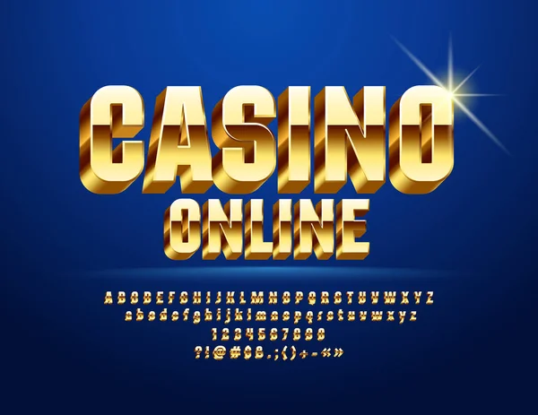 Vector Luxury Logotype Text Casino Online Royal Font Golden Set — Stock Vector