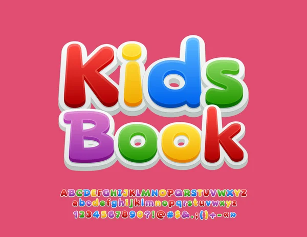 Texte Vectoriel Coloré Bloc Enfants Avec Police Alphabet Enfants Lumineux — Image vectorielle