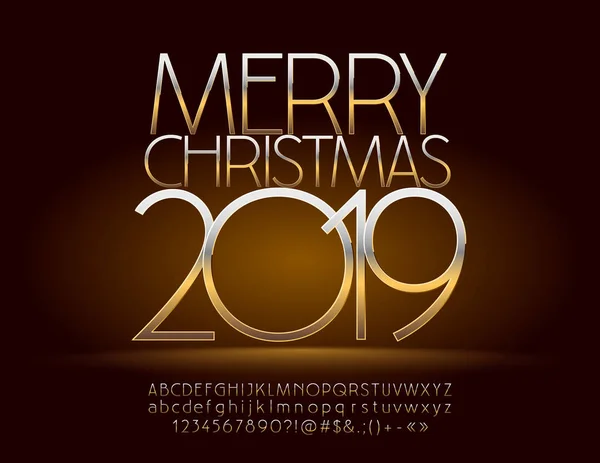 Vektor Wunderbare Frohe Weihnachten 2019 Grußkarte Mit Alphabet Set Aus — Stockvektor