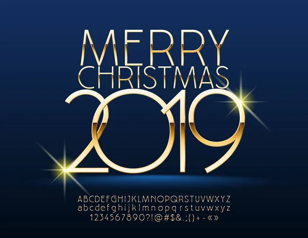 Vektor Stilvolle Frohe Weihnachten 2019 Grußkarte Mit Alphabet Set Aus — Stockvektor
