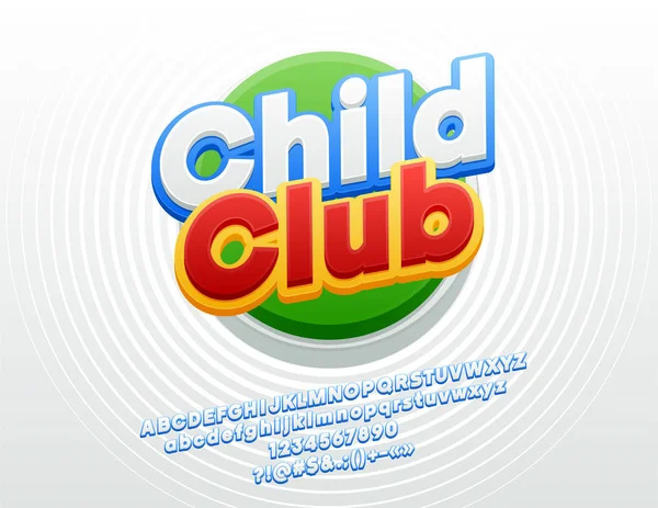 Vector Bright Logo Text Child Club Cool Kids Font Rotated — Stock Vector