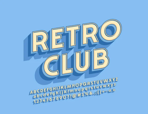 Logo Vettoriale Retro Club Caratteri Luminosi Vintage Elegante Alfabeto Ruotato — Vettoriale Stock