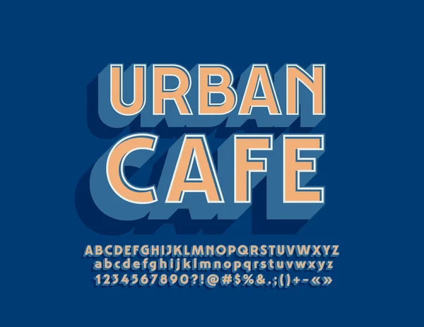Vektor Logót Városi Cafe Stílusos Ábécé Betűk Számok Szimbólumok — Stock Vector